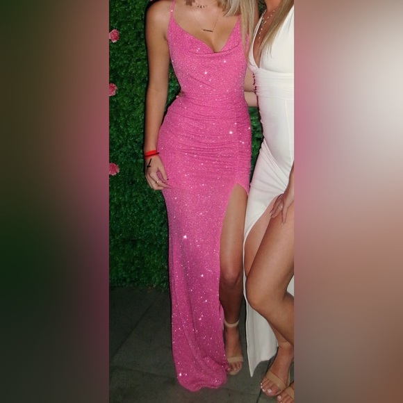 Pink open back formal dress - Picture 2 of 4